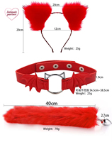 Serre-tête mignon et sexy avec queue de renard, plug anal métallique, collier, pince à tétons, BDSM Cosplay pour couple femme