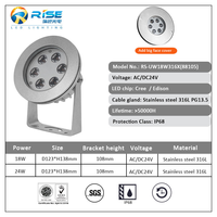 Projecteur LED RGB étanche IP68 en acier inoxydable 316L pour piscine, bassin, éclairage paysager sous-marin, CRI élevé 90