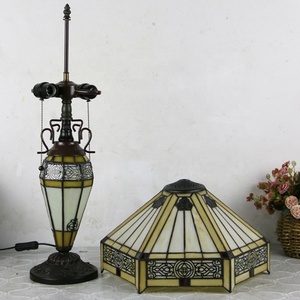 LongHuiJing 16" Tiffany Style LED Table Lamp-Dome Stained Glass Shade AC Powered <b>Bedside</b> & Reading Lamp with Light Base - Product Image 4