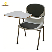 Chaise d'étudiant ergonomique avec tablette d'écriture, cadre métallique durable et panier de rangement pour salle de classe, bureau et salle de formation
