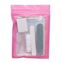 Juego de 5 Herramientas para Decoración de Uñas: Cepillo de Limpieza, Palito de Naranjo, Empujador de Cutículas, Esponja Pulidora, Tira de Pulido de Plástico PP Básico Personalizable