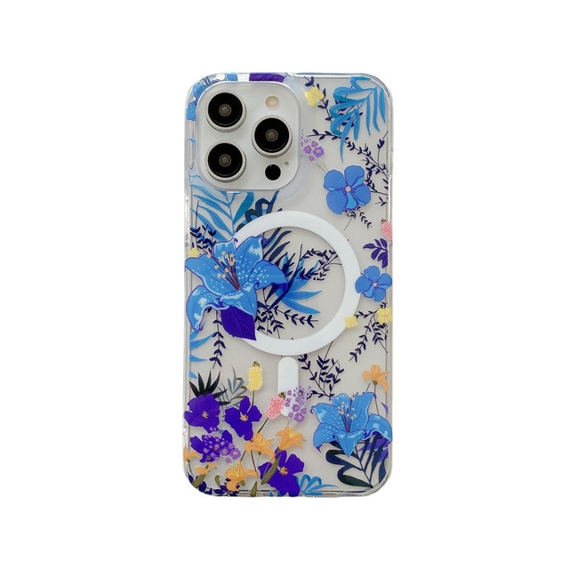 IMD Print Double Side Flowers Pattern Phone Case for iPhone 14 15 Pro Max Luxury Phone case
