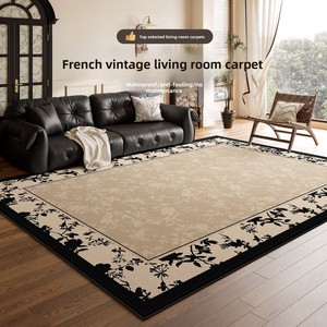Tapis carré sur mesure en polyester et terylène, style français vintage, <span class=keywords><strong>pour</strong></span> salon et <span class=keywords><strong>chambre</strong></span> – lavable, couverture complète - Product Image 3