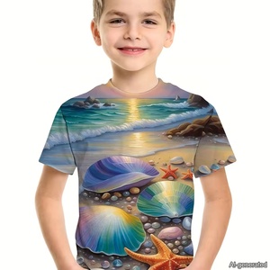 Práctico gran oferta Camiseta con cuello redondo Dolphin Ocean <span class=keywords><strong>World</strong></span> patrón niños niñas elástico manga corta <span class=keywords><strong>Top</strong></span> entrenamiento suave Casual camisetas - Product Image 4