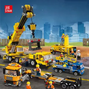 JIESTAR-tractor grúa rociador de elevación moc, modelo de bloques de construcción artesanal, vehículo de ingeniería de Ciudad de aprendizaje, juguete de camión