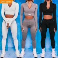 लंबी आस्तीन महिलाओं के परिधान दो टुकड़ा फिटनेस योग सेट जिम कसरत कपड़े निजी लेबल महत्वपूर्ण सहज कस्टम फिटनेस पहनने