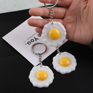 Simulated Fun Double Yolk Egg Heart-Shaped Omelette Toy Food Omelette <b>Keychain</b> Pendant - Product Image 3
