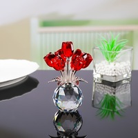 Bouquet de roses en cristal, figurine en verre K9, fleurs décoratives de table, cadeau de la Saint-Valentin, décoration de salon, artisanat, vente en gros