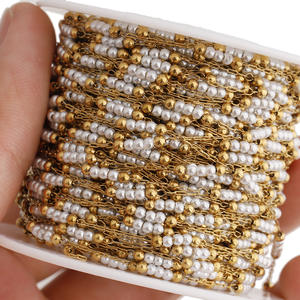 Cadena de Bolas con Cuentas de Perlas de Imitación de Acero Inoxidable Chapado en Oro de 18K al por Mayor para Collares Hechos a Mano para Mujer - Product Image 5