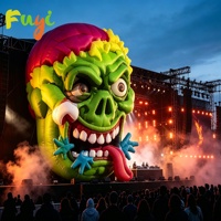 Tête de monstre gonflable géante et colorée, décoration accrocheuse pour festival de musique en plein air