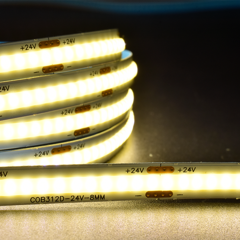 DC24V COB LED Strip 312 LEDs/m 8mm 10m No Voltage Drop Dotless High Density Flexible Linear Light