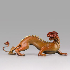 Adorno de latón Pixiu de cobre y oro, bestia auspiciosa, decoración Feng Shui para sala de estar, mesa de oficina, regalo - Product Image 2
