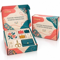 Boîte d'expédition personnalisée pour kit de démarrage de broderie au point de croix, avec éponge et pelliculage brillant, en carton ondulé, pour ensemble d'artisanat