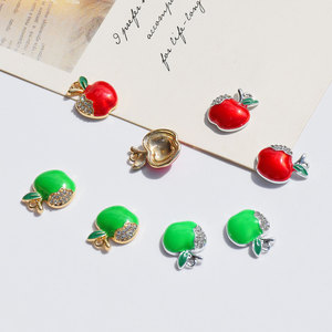 Pendentif en alliage en forme de pomme avec strass pour la fabrication de boucles d'oreilles, accessoires de bijoux, couleurs mélangées, composants de bricolage - Product Image 4