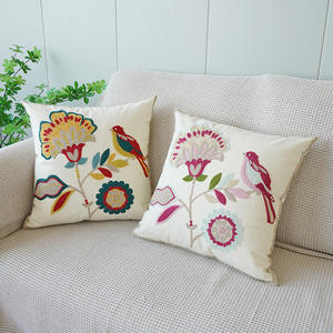 Modern Pastoral Linen <strong>Pillowcase</strong> <strong>Floral</strong> Embroidered Fresh Plant Flower Square Cushion for Bedside Bay Window Living Room Sofa - Product Image 3