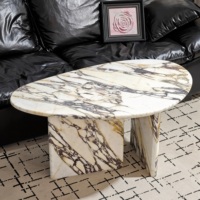 Marbre naturel Calacatta Violet, pierre unique avec veinage violet-noir moderne, idéal pour table basse ovale pour villa, salon ou salle à manger