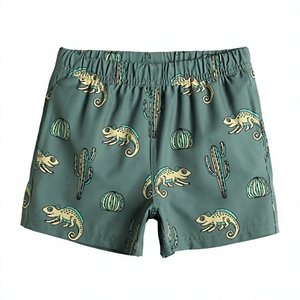 Short de bain décontracté pour homme, imprimé caméléon, séchage rapide, taille élastique, motif animal, tissé 100% polyester - Product Image 3