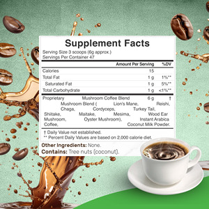 Poudre de café aux champignons Marque Blanche : Favorise la récupération et est riche en antioxydants avec supplément de santé Crinière de lion - Product Image 2