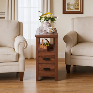 Tavolino in Legno con 2 Cassetti e Porte USB per Camera da Letto o Soggiorno - Product Image 4