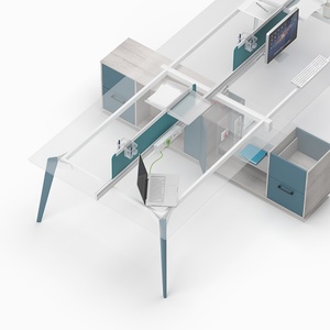 Modern Wooden Modular Cubical <b>Work</b> <b>Station</b> Desk 120 Degree Office Workstation PC for 2-6 Persons - Product Image 5