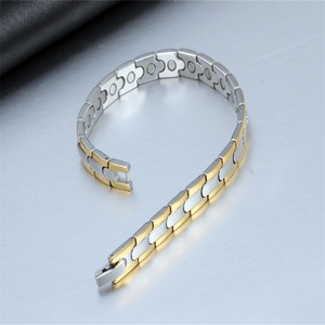 316 L Stainless Steel Anti-allergy <b>Silver</b>/Gold Plated Casual/Sporty Arthritis Relief Magnetic Unisex <b>Bracelet</b> with Custom Logo - Product Image 6