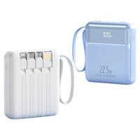 Promotion DX270 : Mini Powerbanks portables ultra-minces Li-Polymère à charge rapide avec câbles intégrés, chargeur rapide 10000 mAh, produit économique