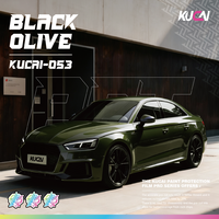 KUCAI 1.52*17 mètres Film Vinyle Noir Olive Brillant pour Voiture – Couleurs Design – Protection Efficace de la Peinture Automobile