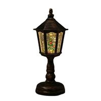 Dekorasi Natal Lampu Meja Resin Plastik Heksagonal Berisi Air yang Diterangi Lampu Hias Natal Kecil Bergaya Korea