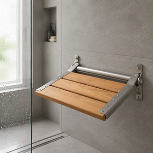 Wall Mounted Shower <b>Shelf</b> Foldable Wooden Bath Bench Teak Shower Seat Installed for <b>Bathroom</b> - Product Image 5