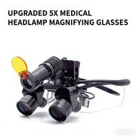 5X Head Mounted Dental Surgical Loupes with LED Headlight Binocular Magnifier for Dentist ENT Surgery