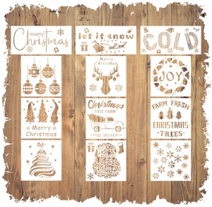 <span class=keywords><strong>Pochoir</strong></span> plastique personnalisé, réutilisable, pour <span class=keywords><strong>peinture</strong></span> murale, joyeux noël, pièces - Product Image 1