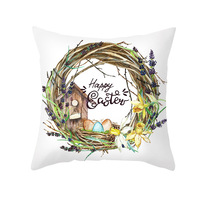 Maßgefertigter Osterhase & Ei Bedruckter Kissenbezug, Niedlicher Cartoon-Samt-Sofakissenbezug, Pfirsichhaut-Schlafzimmer-Rückenkissen