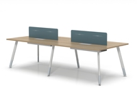 Table de réunion de bureau moderne 4 places, bureau de travail minimaliste pour le personnel, table de conférence pour discussion du personnel, en métal