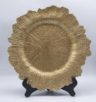 Assiette Moderne en Acrylique Flocon de Neige SLC062, Assiettes Rondes en Plastique Noir et Or de Luxe pour Décoration de Mariage et Dîner