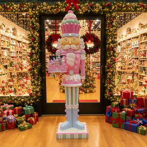 크리스마스 계절 장식 큰 생활 크기 6ft 뮤지컬 유리 섬유 수지 mult led 크리스마스 호두 까기 인형 8 노래 음악 - Product Image 4