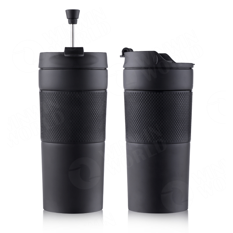 ECO CHIC Tazza da caffè termica riutilizzabile in acciaio inox a tenuta stagna isolata 330 ml tazza da viaggio (Save The Planet B & W