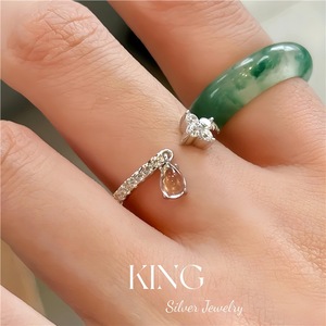 S925 Sterling Silver Water Drop <b>Ring</b> Teardrop Shape Women's Fashion Jewelry Pinky <b>Ring</b> Everyday Wear - Product Image 1