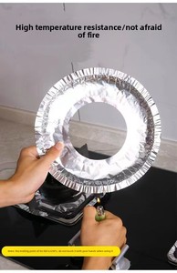 Verstärkte Aluminiumfolie Gasherd-Ölschutzmatte Silberfarben Lebensmittelecht Recycelbare Herdplatten-Reinigungsmatte Fabrik-Großhandel - Product Image 6