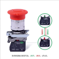 Nouveau bouton d'arrêt d'urgence en métal d'origine XB4BS8442 XB4-BS8442 (ZB48S844+ZB4BZ102) avec tête champignon rouge et réinitialisation par rotation