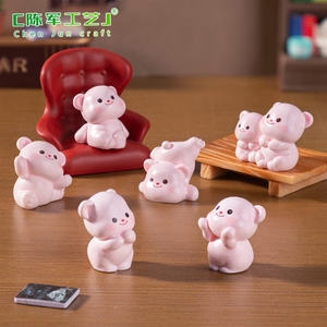 Accesorios decorativos DIY para <span class=keywords><strong>casa</strong></span> de muñecas, miniatura de coche, pequeños adornos de escritorio con diseño de oso lindo. - Product Image 2