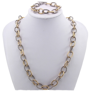Twini Stainless Steel Gold Plated Figaro Big Chain Miami Curb Cuban Link Necklace <b>Bracelet</b> Jewelry <b>Set</b> - Product Image 1