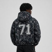 Sweat-shirt à capuche zippé intégral camouflage AOP pour homme, broderie 3D appliquée, streetwear épais, personnalisable OEM, vente en gros