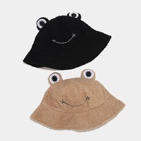 Nouveau chapeau bob d'hiver chaud avec broderie grenouille, réglable par cordon, style Panama, pour activités de plein air et pêche
