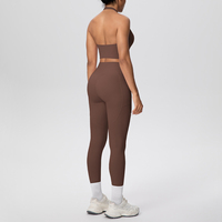 Ensemble de sport 2 pièces pour femme : Leggings taille haute et brassière de sport antichoc respirante grande taille avec poches