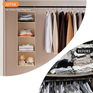 Organizador de Armario Colgante, Estantes de Almacenamiento Colgantes de 4 Niveles, Tela No Tejida con Ganchos Metálicos Resistentes para Organizar Ropa - Product Image 6