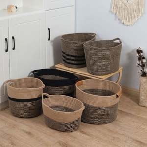 <span class=keywords><strong>Panier</strong></span> à linge <span class=keywords><strong>souple</strong></span> en plastique 37L, style <span class=keywords><strong>osier</strong></span>, avec couvercle, pour service, cuisine, rangement, <span class=keywords><strong>courses</strong></span>, café, thé, boîte à pain - Product Image 6