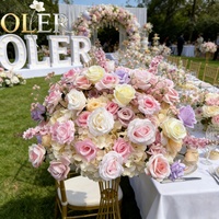 Fleur de sol artisanale personnalisable en tissu de haute qualité OLER Rose ivoire et orchidée pour la décoration de table de fête et de célébration