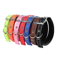 Collier réfléchissant pour chien, rembourré en mousse, avec boucle en métal et anneau en D, en nylon réglable pour chiens et chats de petite et grande taille