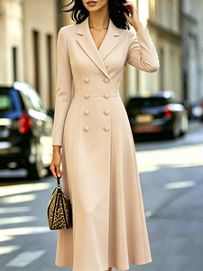 Nuevo Vestido Blazer Elegante de Doble Botonadura con Falda Larga Maxi y Cintura Ajustada para Mujer, Atuendo Formal - Product Image 4