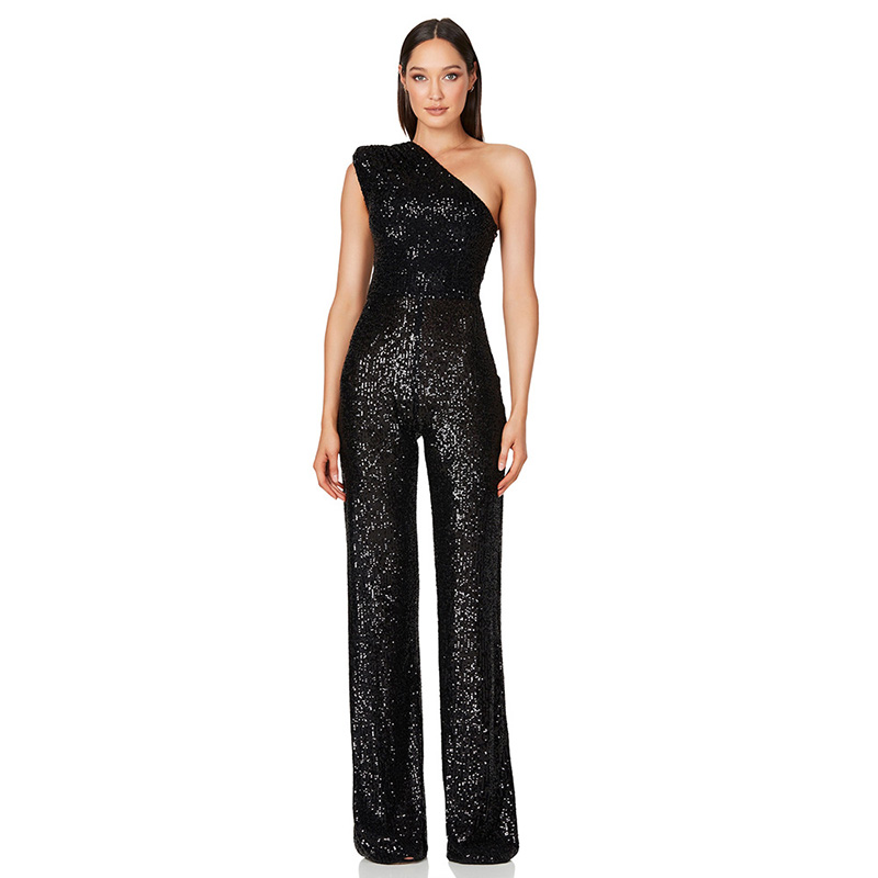 Combinaison salopette à sequins noirs